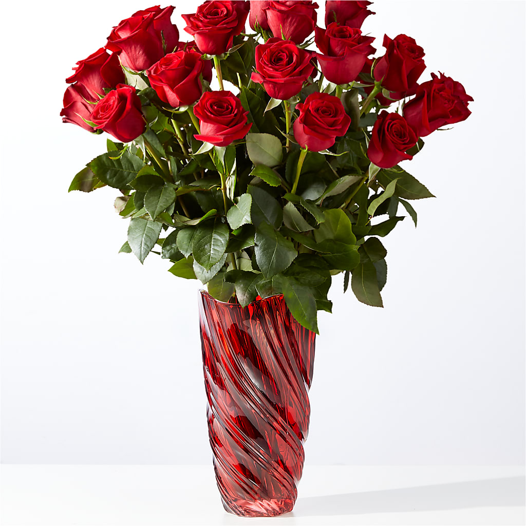 Classic Love Red Rose Bouquet with Luxe Swirl Vase – AARON'S FLOWERS, La Vista NE