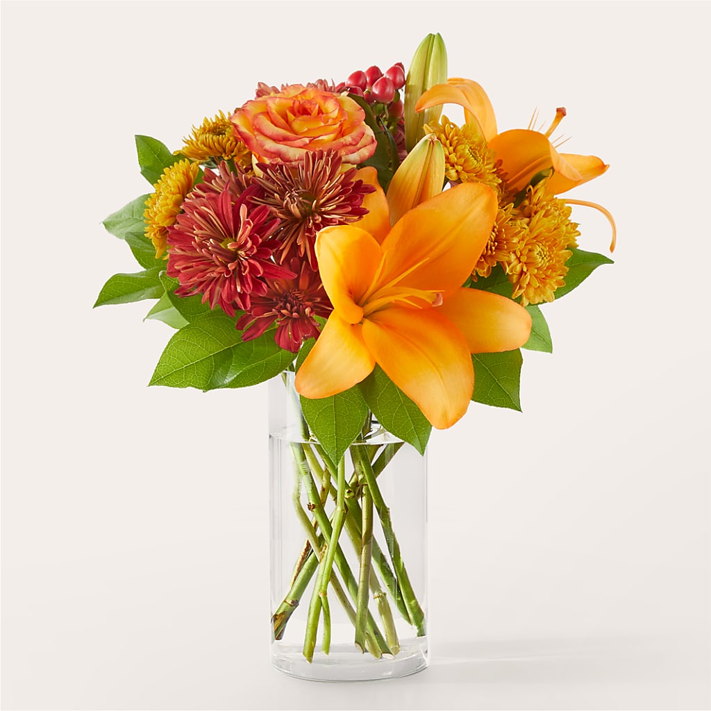 Autumnal Aroma Bouquet – orange, peach, red flower arrangement