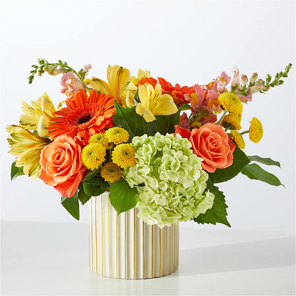 Autumn Sunshine Bouquet with Ivory Vase – AARON'S FLOWERS, La Vista NE