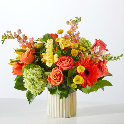 Autumn Sunshine Bouquet with Ivory Vase – AARON'S FLOWERS, La Vista NE