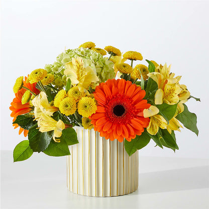 Autumn Sunshine Bouquet with Ivory Vase – AARON'S FLOWERS, La Vista NE